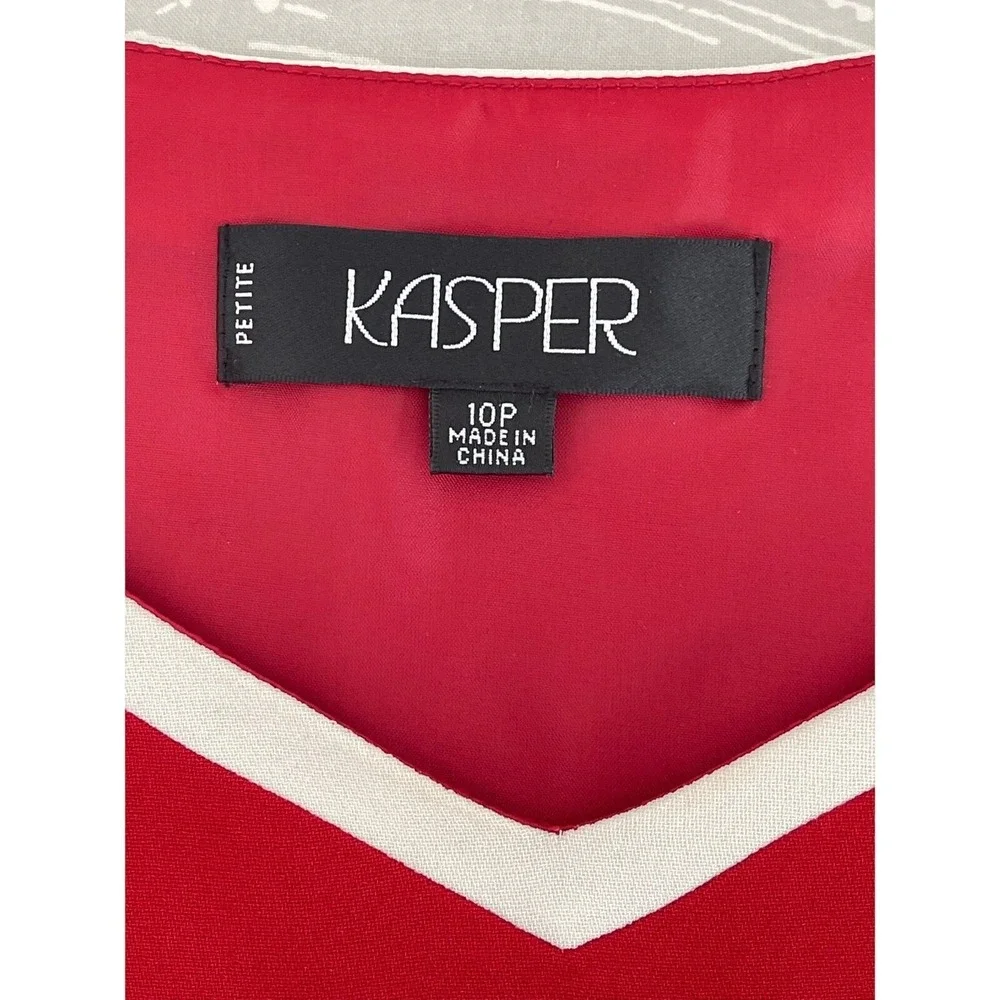 Kasper Petite Red V-Neck Sleeveless Shell Top Blouse Side Zip Size 10P